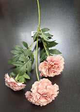 Fir garoafe roz pal artificiale – 60 cm, 3 flori textile